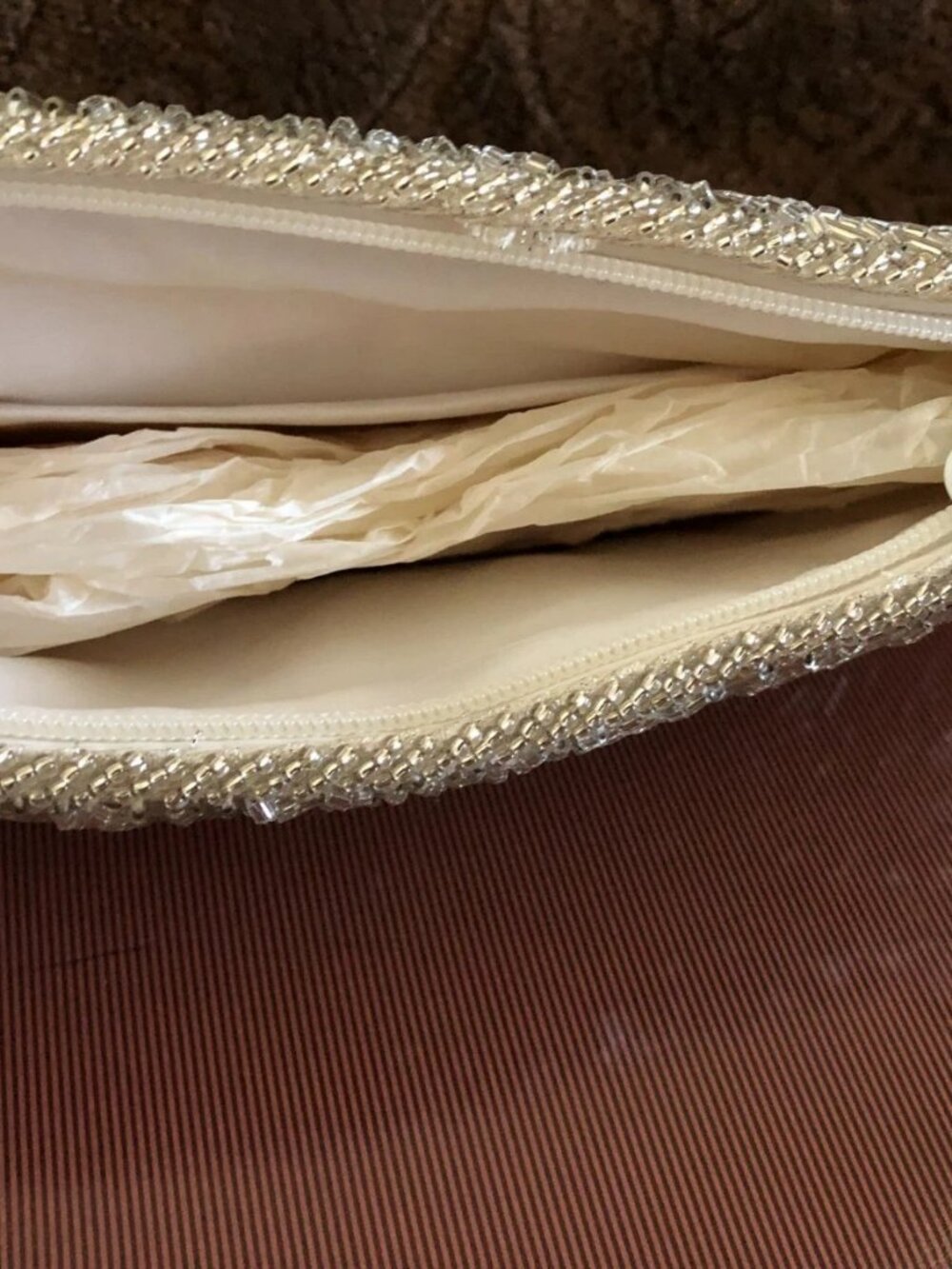 VNTG -Gallery Originals Evening purse Hand-beaded White Braid Strap 19.5 Inches - Picture 11 of 16